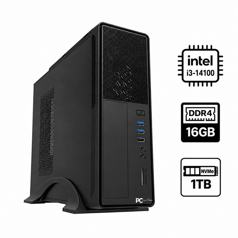 Ordenador Slim  I3 14100, Ram 16Gb, disco Nvme 1tb, W11P
