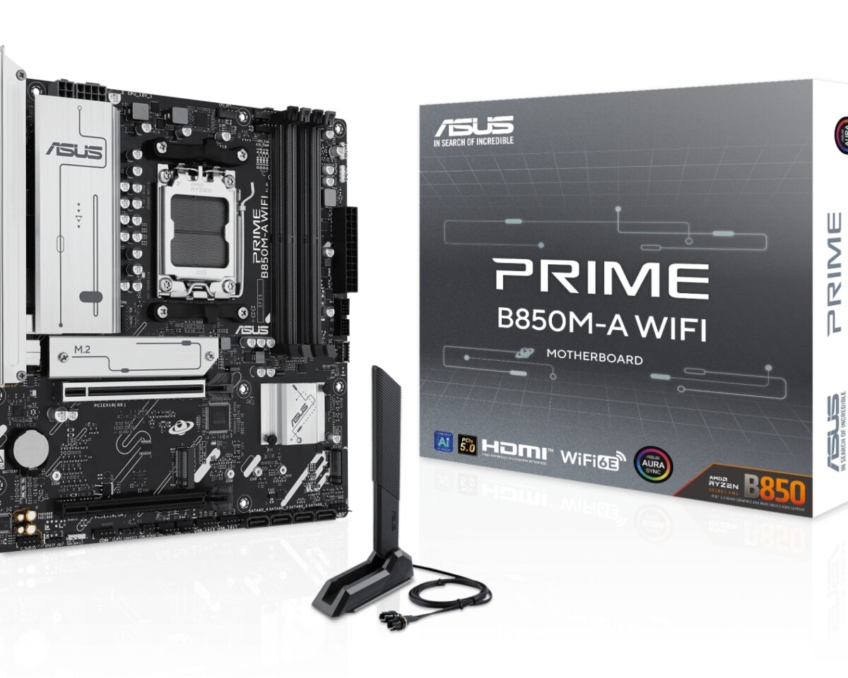 Alternative view of ASUS PRIME B850M-A WIFI: (AM5) 4DDR5 DP HDMI RJ45 mATX