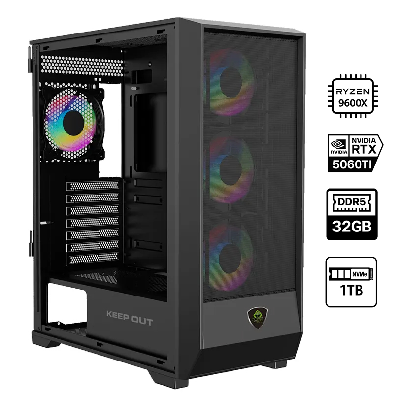 PcGaming Ryzen 5 9600x/ 32Gb Ram/ nvme 1tb/ RTX5060TI 8GB / Windows 11