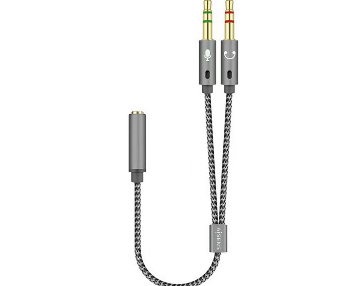 Alternative view of Cable AISENS 3.5mm/H a 2x3.5mm/M 25cm Gris (A128-0417)