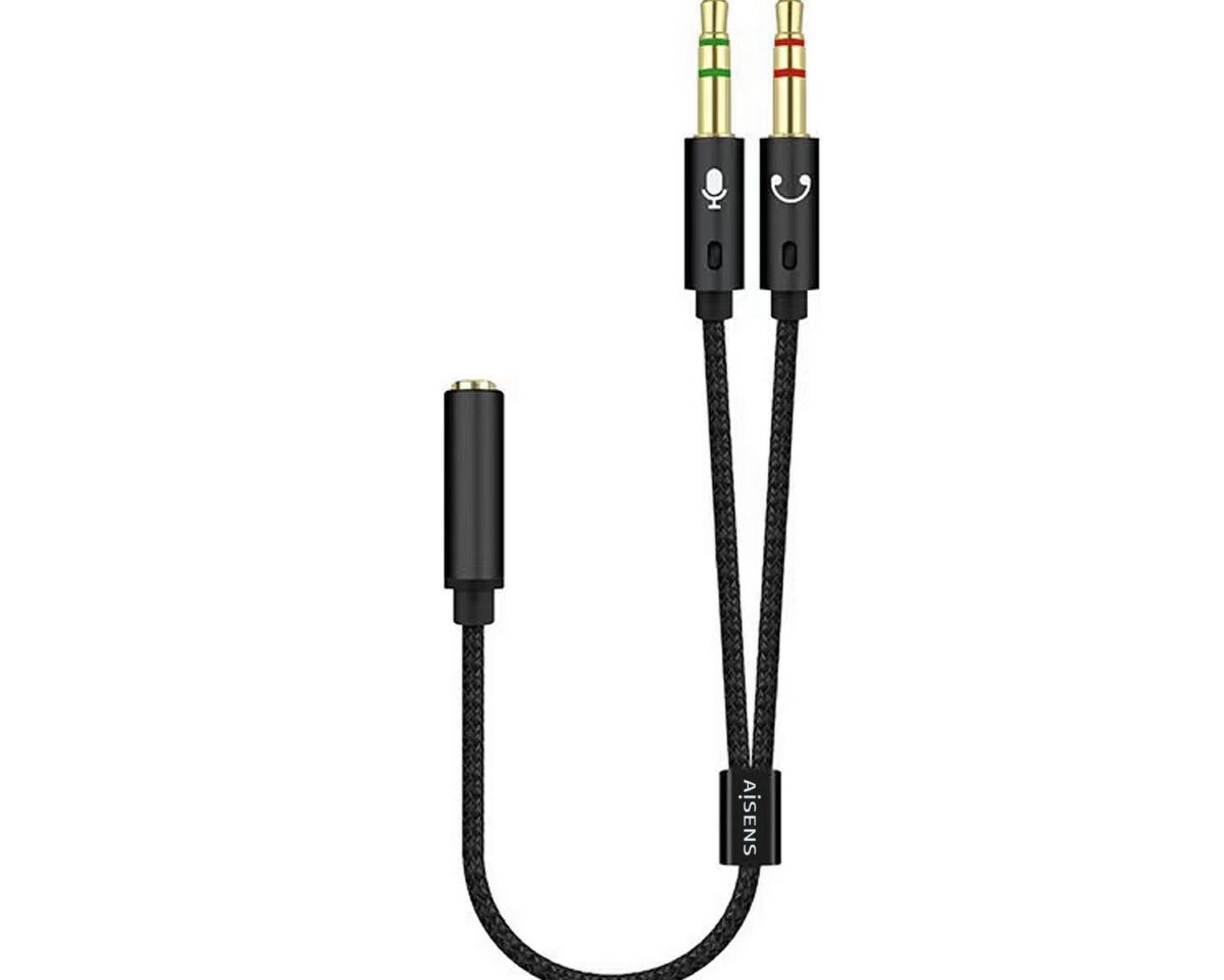 Alternative view of Cable AISENS 3.5mm/H a 2x3.5mm/M 25cm Negro (A128-0418)