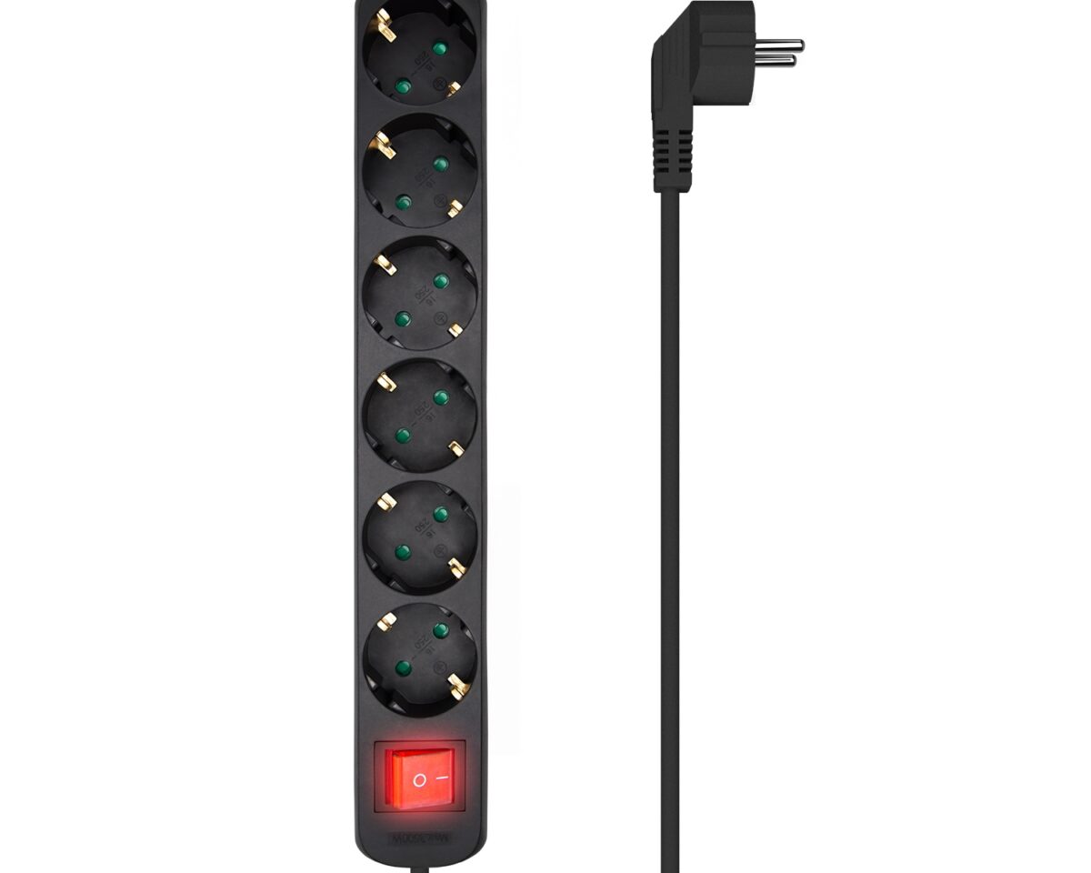 Alternative view of Regleta AISENS 6xSchuko Interruptor Negra (A154-0536)