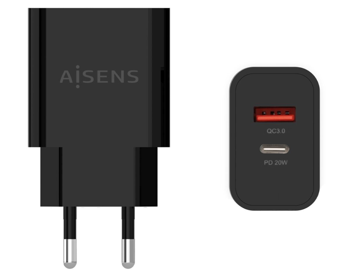 Alternative view of Cargador de Pared AISENS 20W USB-A/C Negro (A110-0682)