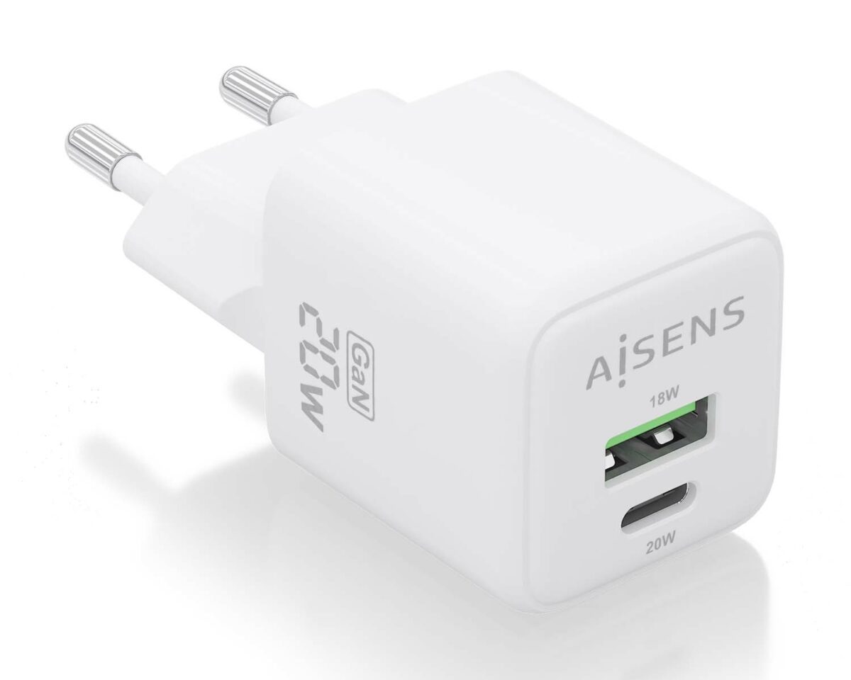 Alternative view of Cargador Pared AISENS GaN 20W USB-A/C (ASCH-20W2P010-W)
