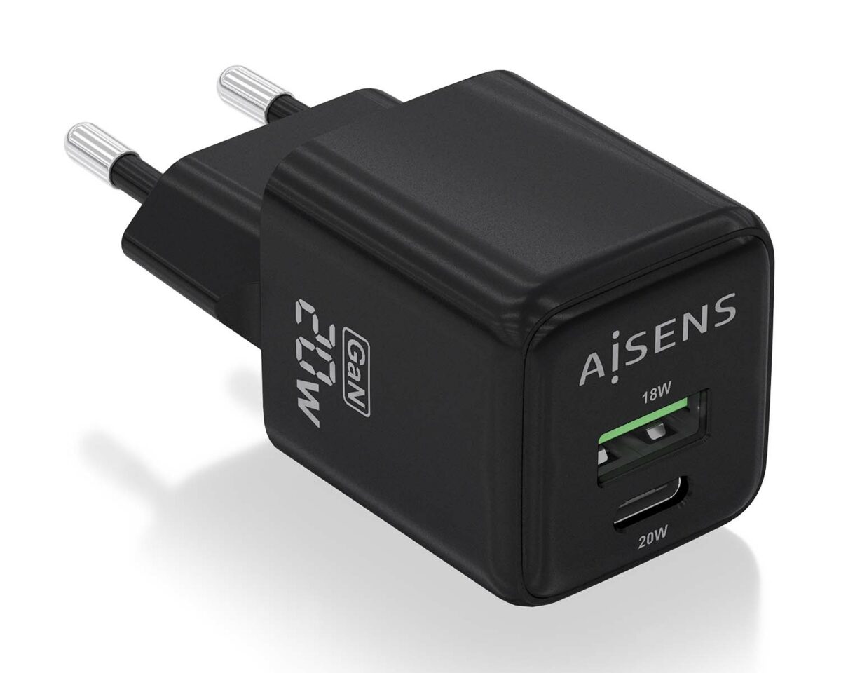 Alternative view of Cargador de Pared AISENS GaN USB-A/C (ASCH-20W2P011-BK)