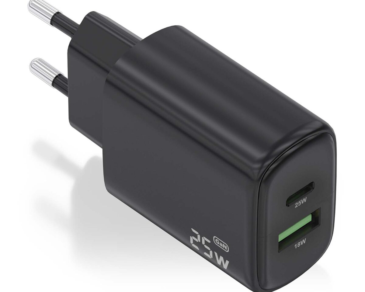 Alternative view of Cargador Pared AISENS Usb-C Usb-A 25W Negro (A110-0912)