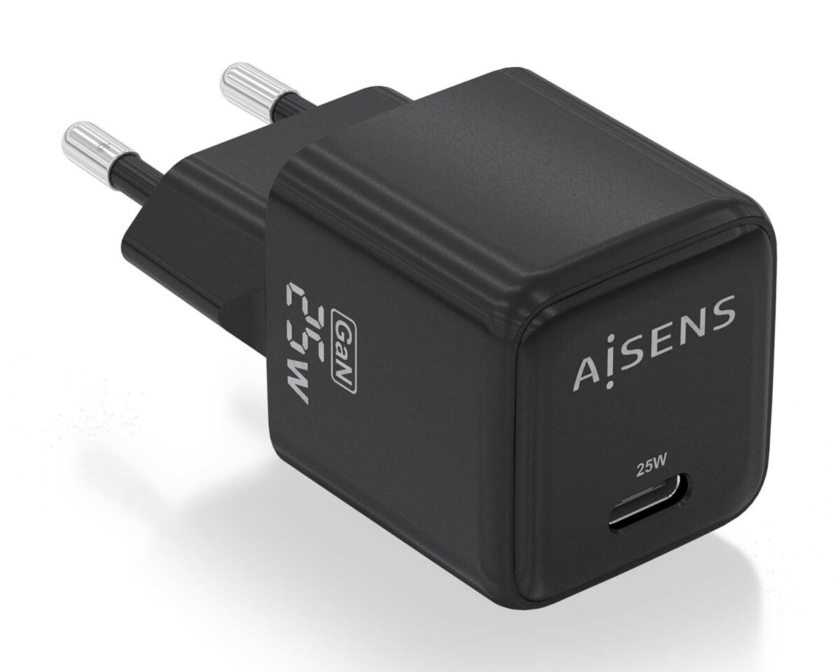 Alternative view of Cargador Pared AISENS GaN 25W USB-C (ASCH-25W1P013-BK)