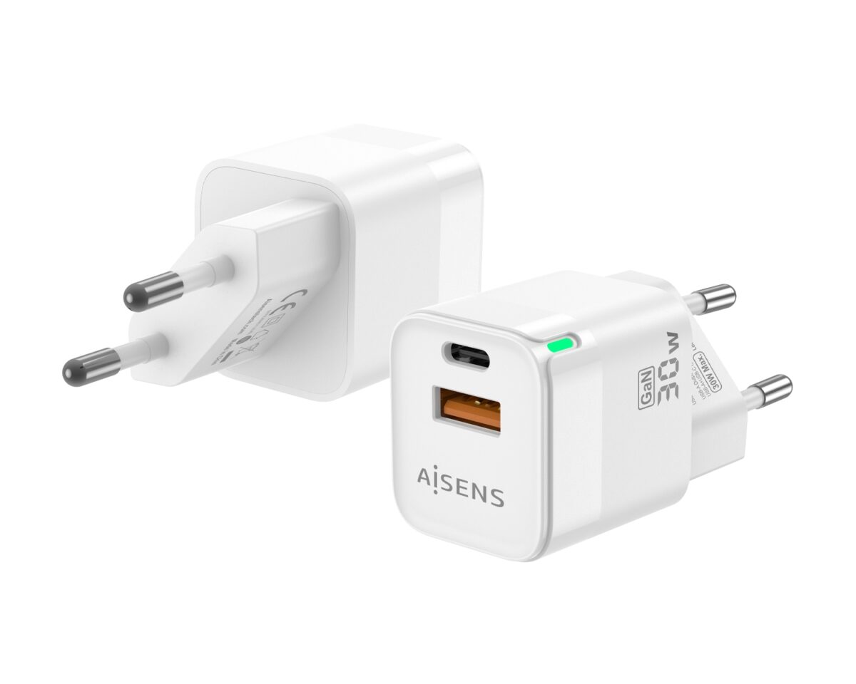 Alternative view of Cargador Pared AISENS Usb-A Usb-C 30W (ASCH-30W2P004-W)