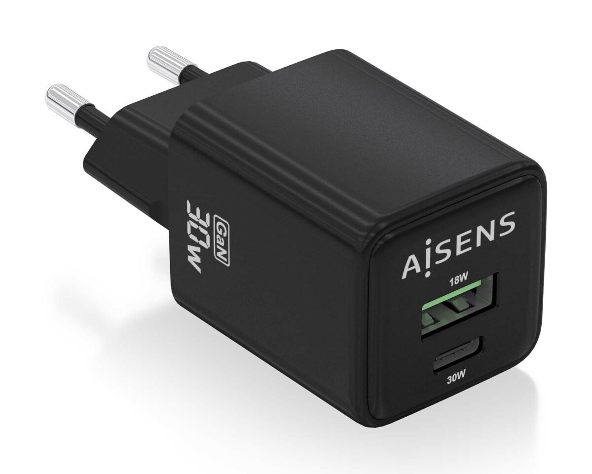 Alternative view of Cargador de Pared AISENS 30W Negro (ASCH-30W2P038-BK)