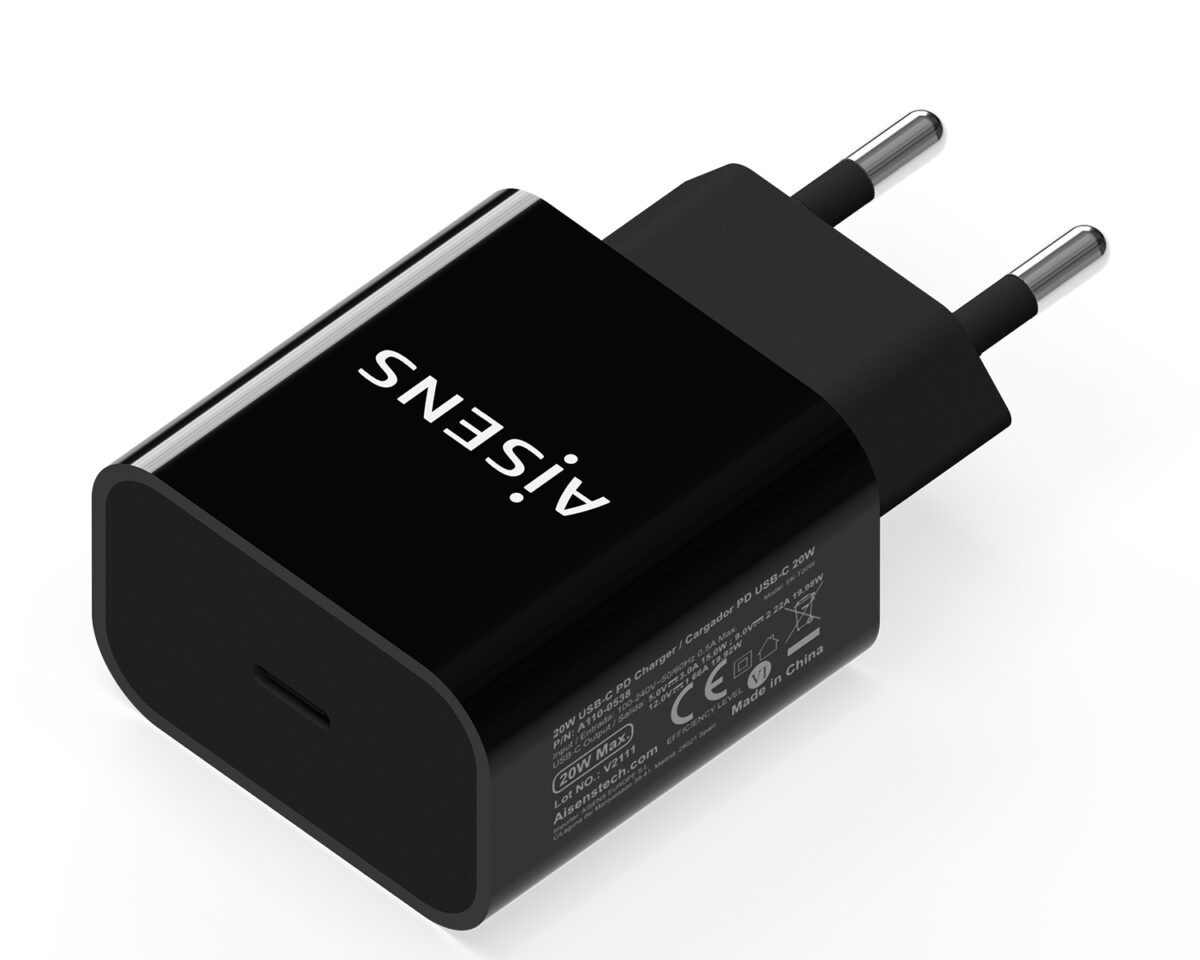 Alternative view of Cargador de Pared AISENS 20W 1xUSB-C Negro (A110-0538)