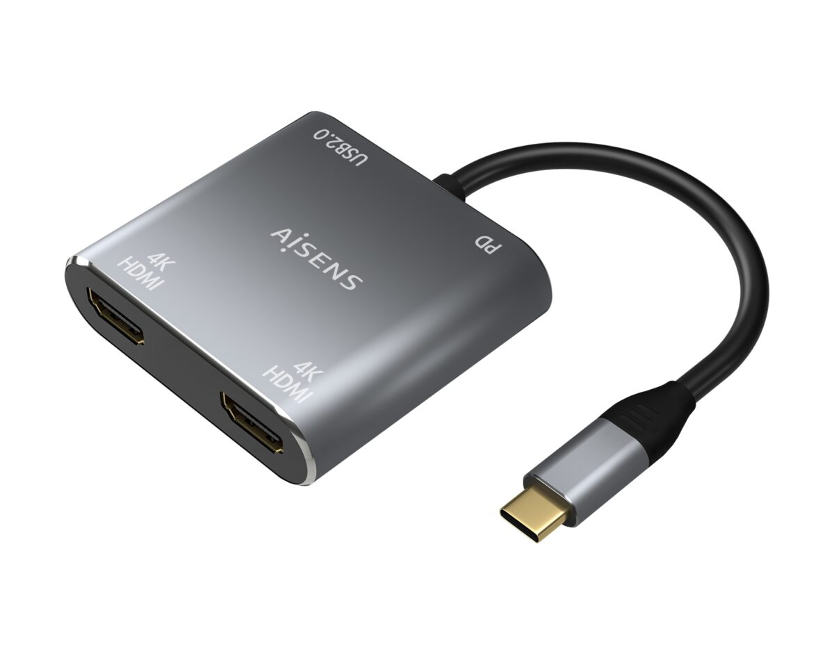 Alternative view of Adaptador AISENS USB-C a 2xHDMI/H 15cm Gris (A109-0625)