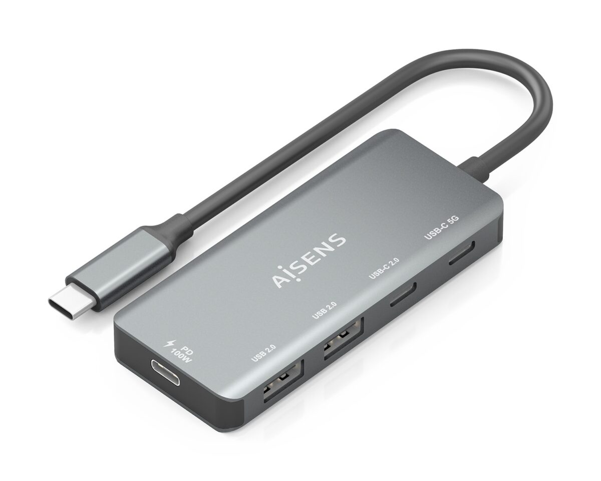 Alternative view of Hub AISENS USB-C a 2xUSB 2.0 PD 100W Gris (A109-0946)