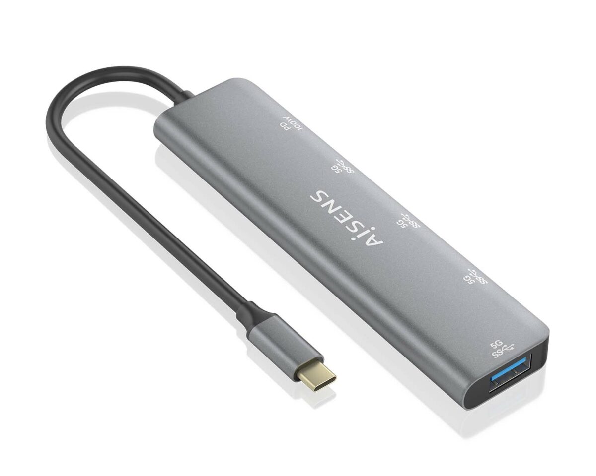 Alternative view of Hub AISENS USB-C 3.1 a 2xUSB-A/3xUSB-C Gris (A109-0857)