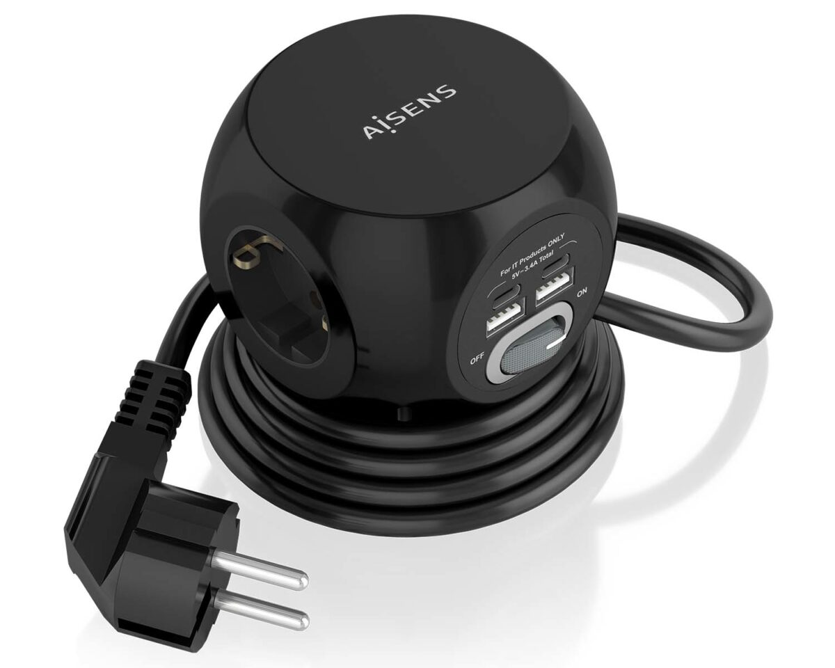 Alternative view of Regleta AISENS 3Schuko 4USB Interruptor(ASPS-2A2C05-BK)