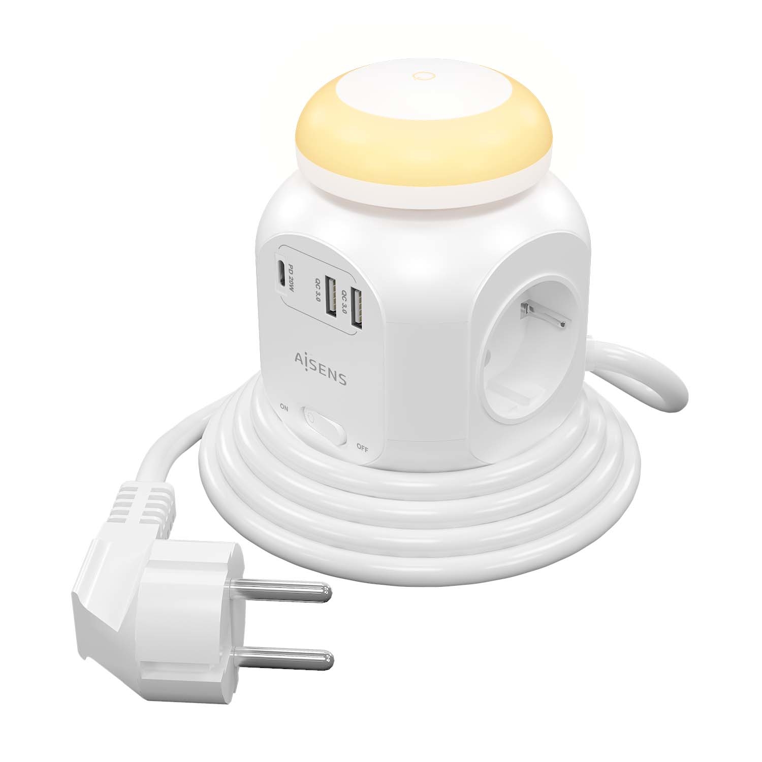 Regleta AISENS 4xSchuko 3xUSB Blanca (ASPS-2A1CLPQ02-W) - Imagen 2