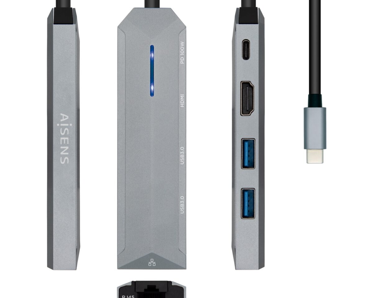 Alternative view of Adaptador AISENS 5en1 USB-C 15cm Gris (ASUC-5P003-GR)