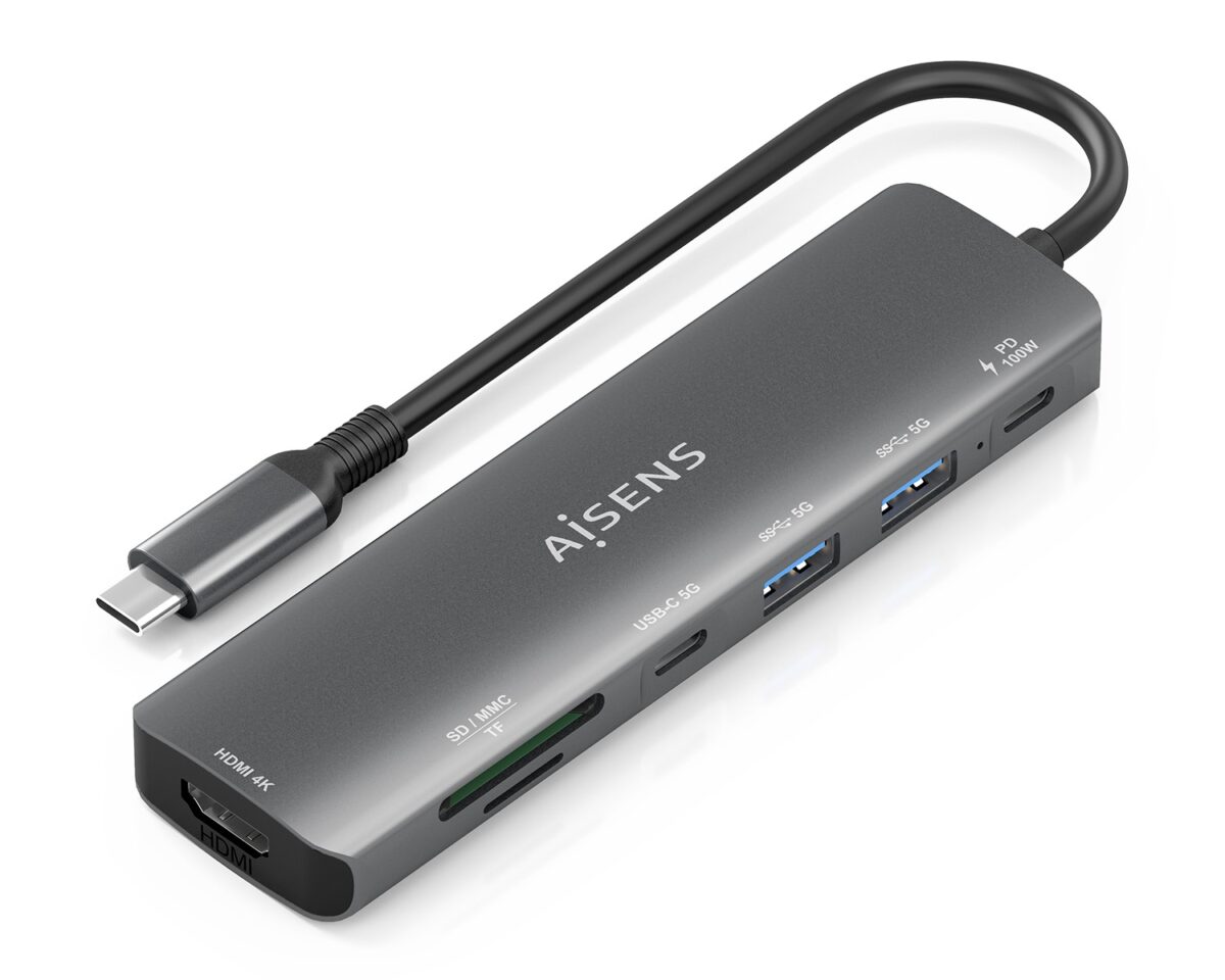 Alternative view of Docking AISENS 7en1 USB-C Gris (ASUC-7P026-GR)