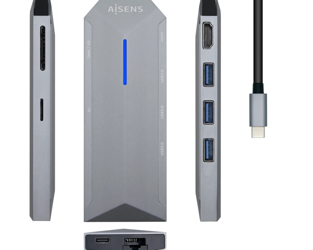 Alternative view of Adaptador AISENS USB-C 8 en 1 15cm Gris (ASUC-8P004-GR)