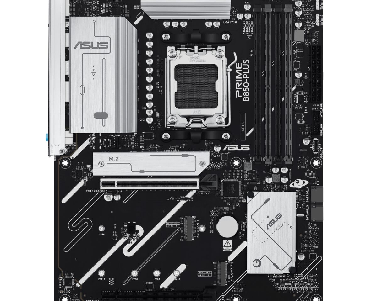 Alternative view of ASUS PRIME B850-PLUS-CSM: (AM5) 4DDR5 DP HDMI RJ45 ATX