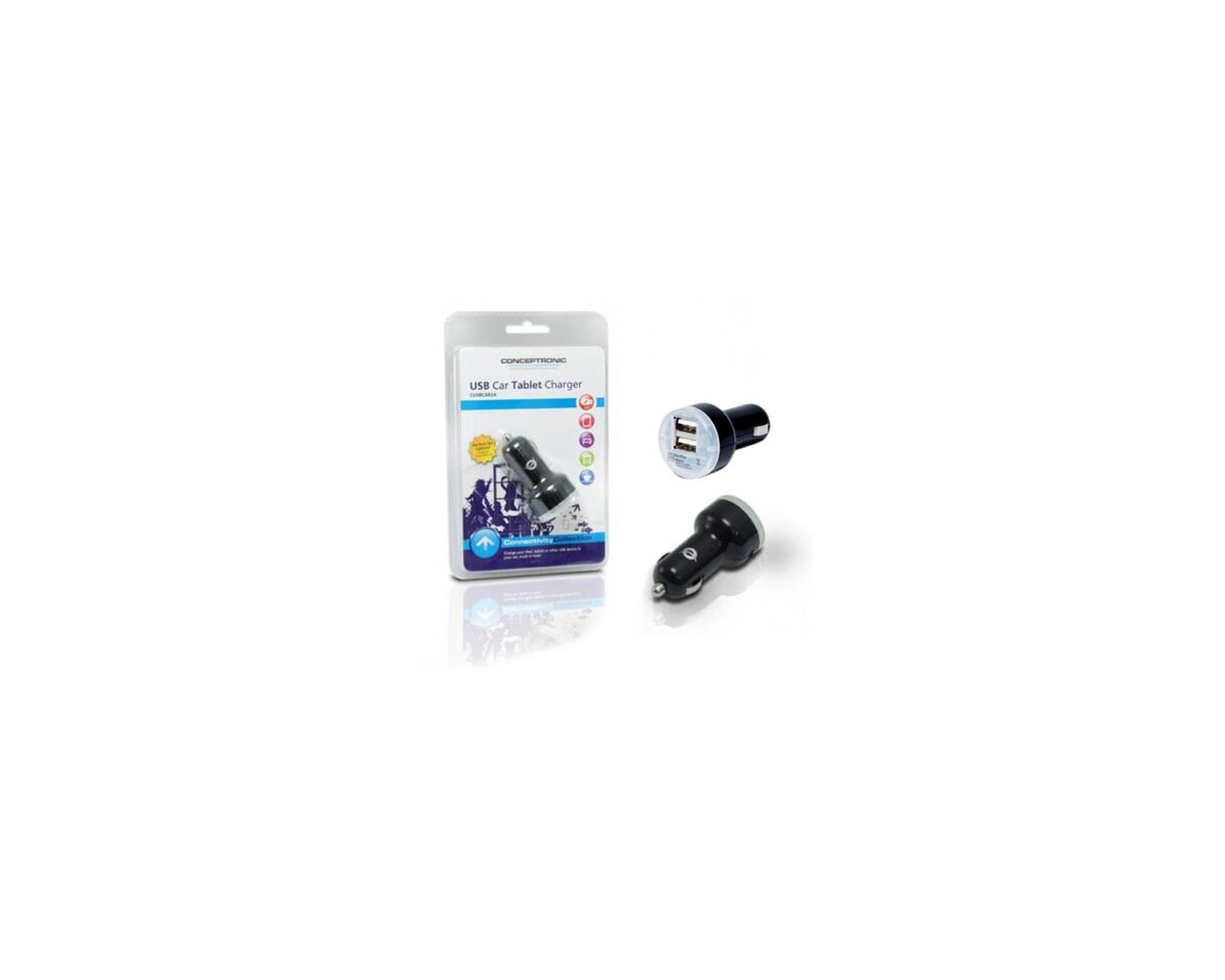 Alternative view of Cargador CONCEPTRONIC Coche 2xUSB 2.0 Negro (CUSBCAR2A)
