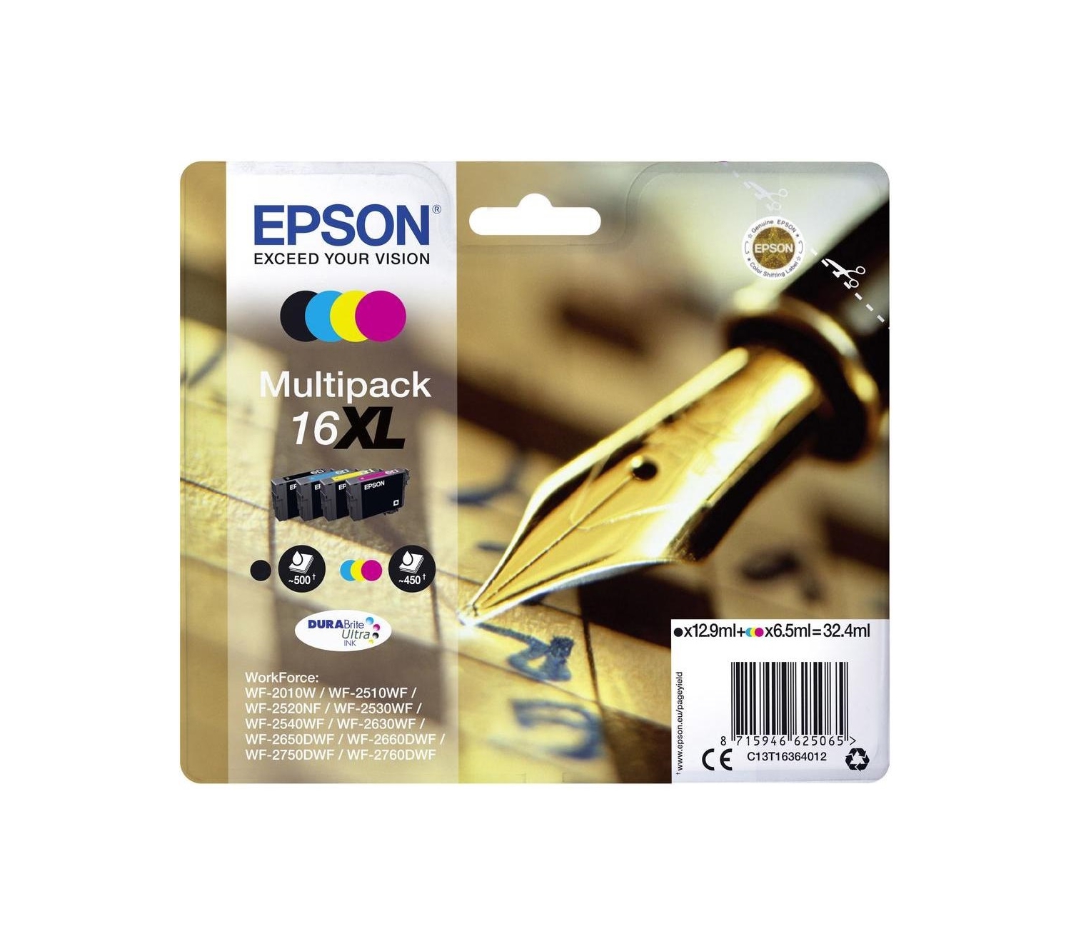 Tinta Epson 16XL T1636 Pack Negro/Color (C13T16364012) - Imagen 2