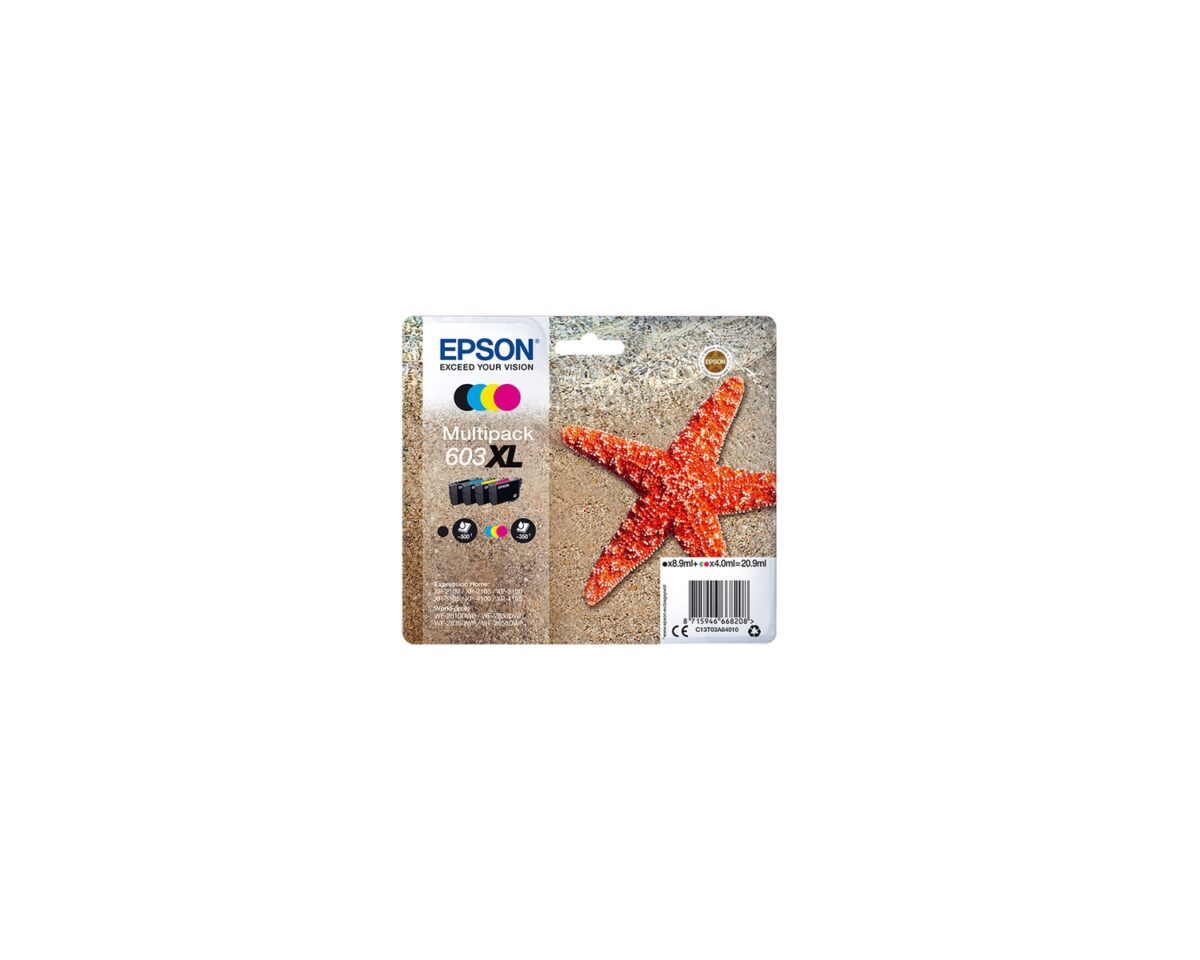 Alternative view of Tinta Epson 603XL Pack Negro/Tricolor (C13T03A64010)