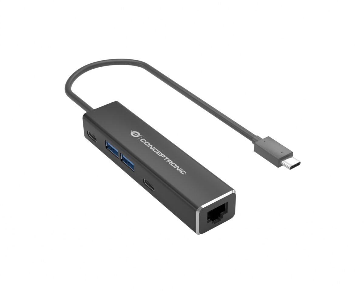 Alternative view of Adaptador CONCEPTRONIC USB-C a RJ45 + Hub (ABBY14B)
