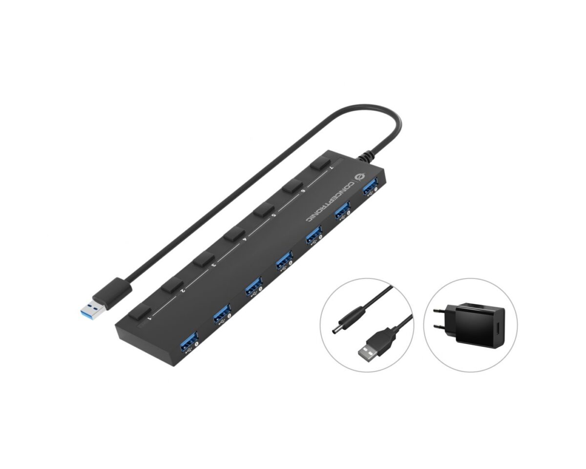 Alternative view of Hub CONCEPTRONIC USB-A 3.0 a 7xUSB-A 3.0 (HUBBIES19BP)