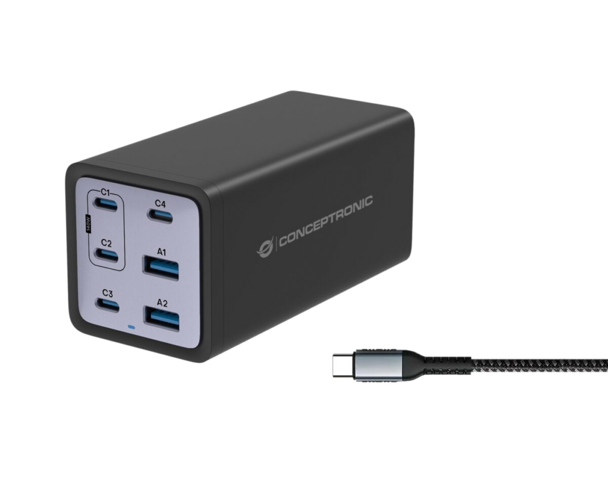 Alternative view of Cargador CONCEPTRONIC 200W USB-A/C Negro (OZUL06BE)