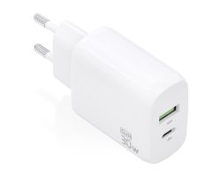 Cargador Pared AISENS USB-A USB-C 30W Blanco(A110-0923)