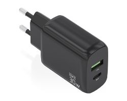 Cargador Pared AISENS 30W USB-A USB-C Negro (A110-0924)