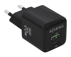 Cargador de Pared AISENS GaN USB-A/C (ASCH-20W2P011-BK)