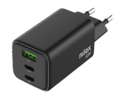 Cargador Pared NILOX 65W 2xUSB-C 1xUSB-A (NXGANUSBC65)