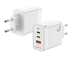 Cargador Pared AISENS 2Usb-C Usb-A 65W(ASCH-65W3P007-W)