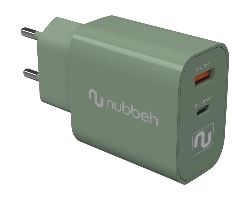 Cargador Pared NUBBEH USB-C 30W PD Verde (NBWALLCHG)