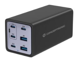 Cargador CONCEPTRONIC 200W USB-A/C Negro (OZUL06BE)