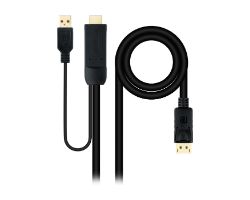 Nanocable USB-A/HDMI/M a DP/M 1.8m Negro (10.15.4352)
