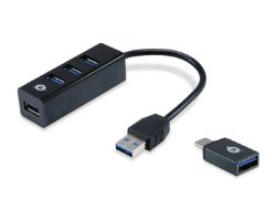 Hub CONCEPTRONIC 4xUSB 3.0+Adaptador USB-C (HUBBIES04B)