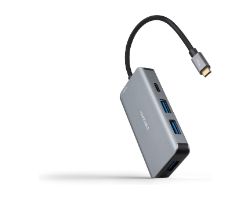 Hub Nanocable 3xUSB-A 1xUSB-C 1xDP Gris (10.16.1005)