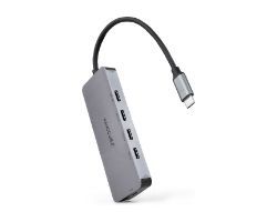 Hub Nanocable USB-C a 4xUSB-C DP 100W Gris (10.16.4505)