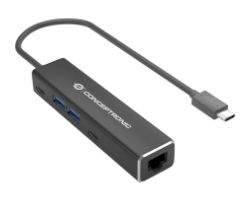 Adaptador CONCEPTRONIC USB-C a USB/RJ45 Gris (ABBY13B)