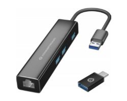 Hub CONCEPTRONIC USB-A a 3USB-A 1xRJ45 Negro (DONN07BA)