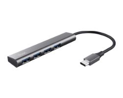 Hub Trust Halyx USB-A a 4xUSB-C 3.0 Gris/Negro (24948)