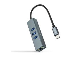 Adaptador Nanocable USB-C a 3xUSB-A/RJ45 (10.03.0408)