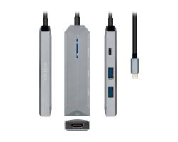 Adaptador AISENS 5en1 USB-C 15cm Gris (ASUC-5P003-GR)