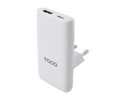 Cargador Viaje TOOQ GaN Usb-C/PD Usb-A/QC 65W Blanco