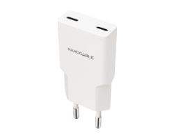 Cargador Nanocable 2xUSB-C PD 25W Blanco (10.10.2026)