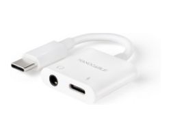 Nanocable USB-C a Jack+USB-C/H 60W Blanco (10.24.1206)