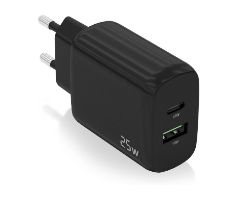 Cargador Pared AISENS USB-C USB-A 25W Negro (A110-0759)
