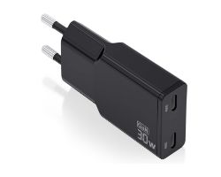 Cargador Pared AISENS 2USB-C 30W Negro(ASCH-30W2P04-BK)